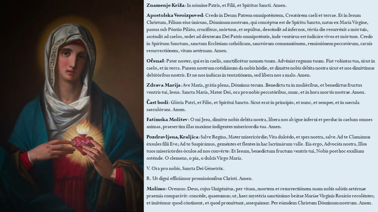 Molitev Rožnega Venca (Veseli del) v Latinščini