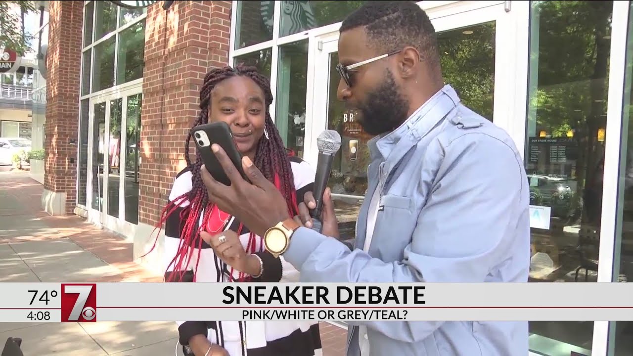 The great sneaker debate Pink and White or Grey and Teal