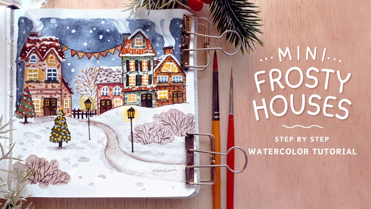 Colourful Mini Frosty Houses: Beginner Friendly Watercolor Tutorial