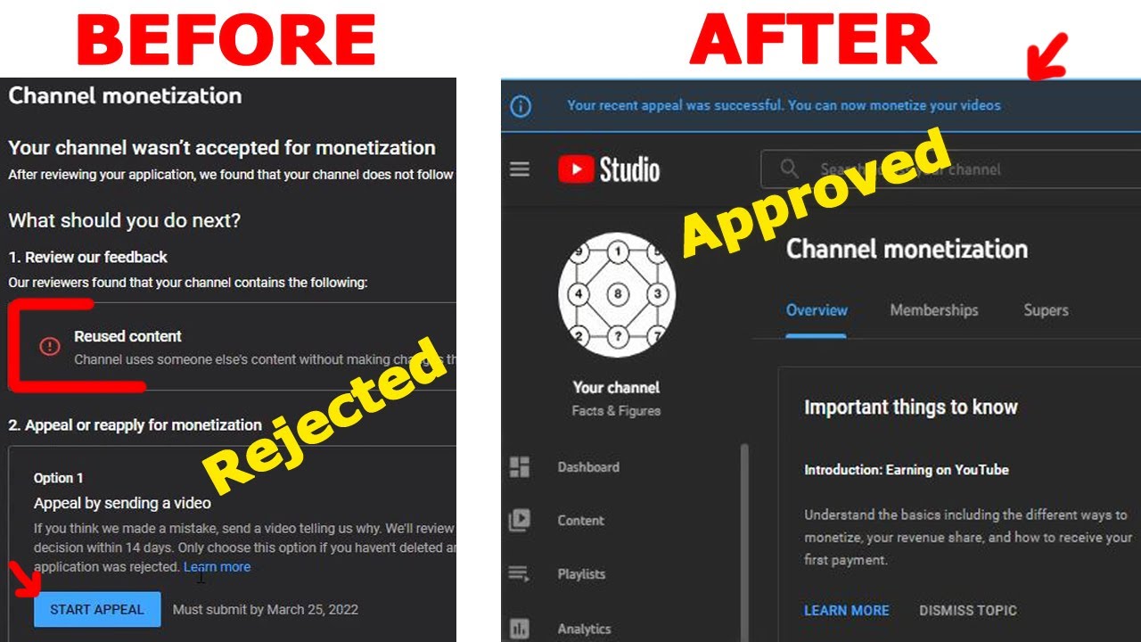 Как подать апелляцию на отказ в монетизации YouTube при повторном использовании видео