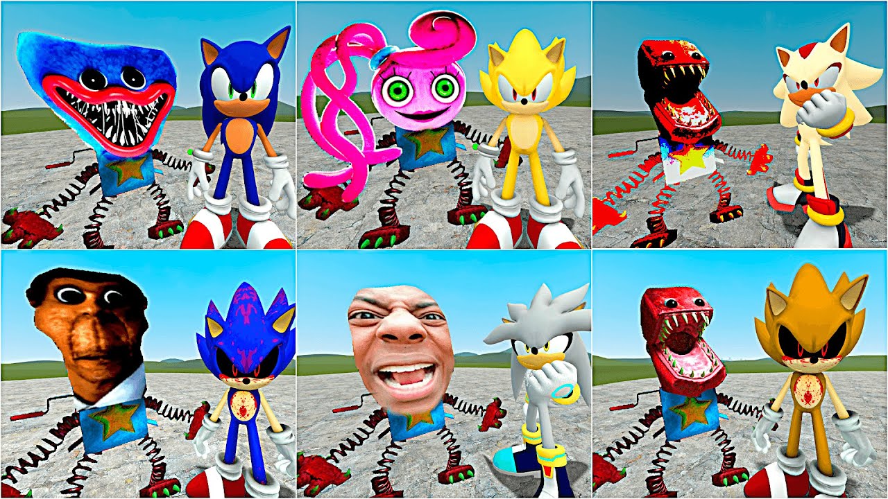ALL SONIC THE HEDGEHOG & BOXY BOO CHARACTER FROM PROJECT PLAYTIME IN Garry's mod