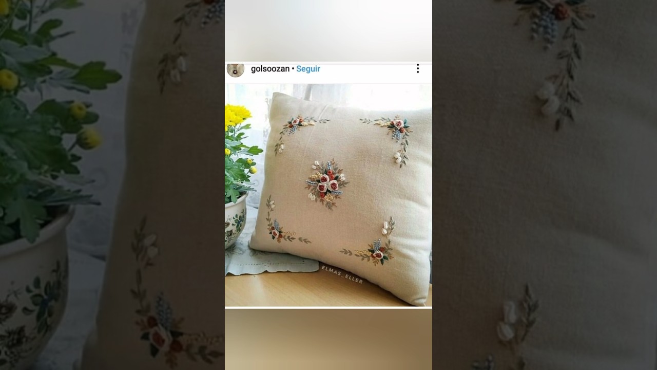 hand embroidery cushion cover design