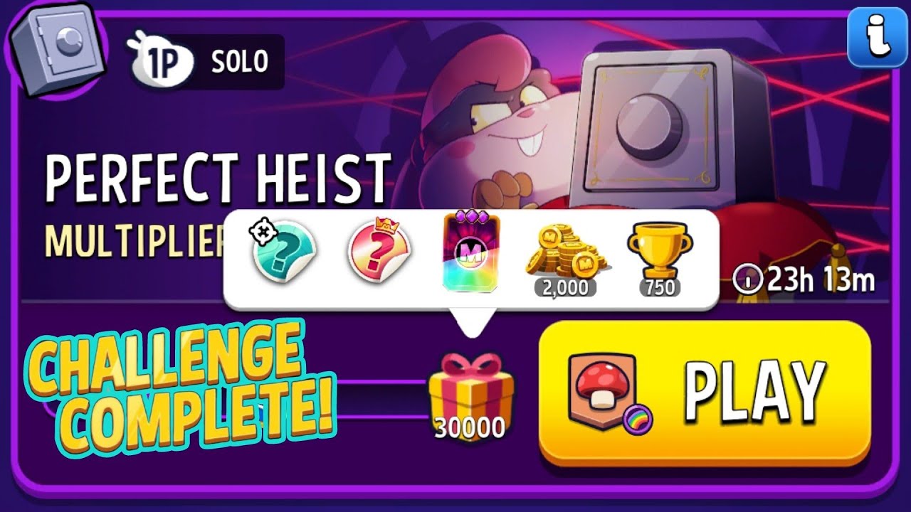Perfect Heist Multiplier Mushrooms Rainbow Match Masters Solo Challenge Score 30000 10 Moves 