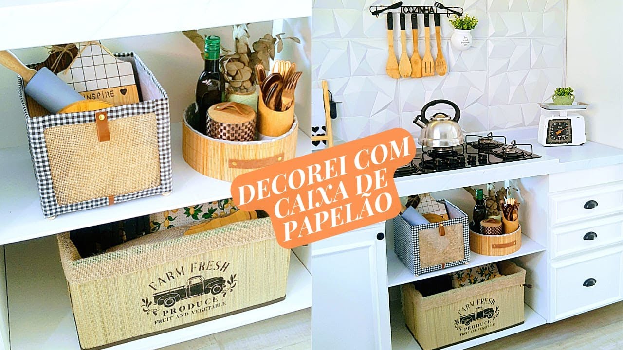 IDEIA Simples Que FIZ Com CAIXAS DE PAPELÃO Para DECORAR A COZINHA!