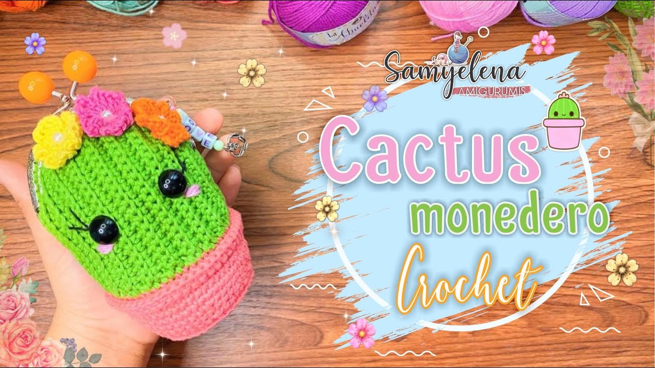 cactus monedero crochet  español/ingles