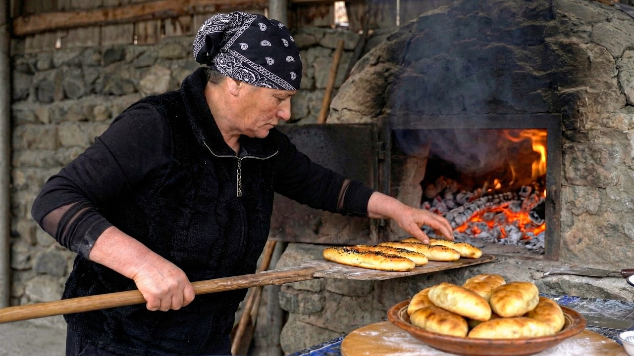 Grandma Baking Soft Potato Buns in a Wood Oven | Traditional Village Bread Recipe