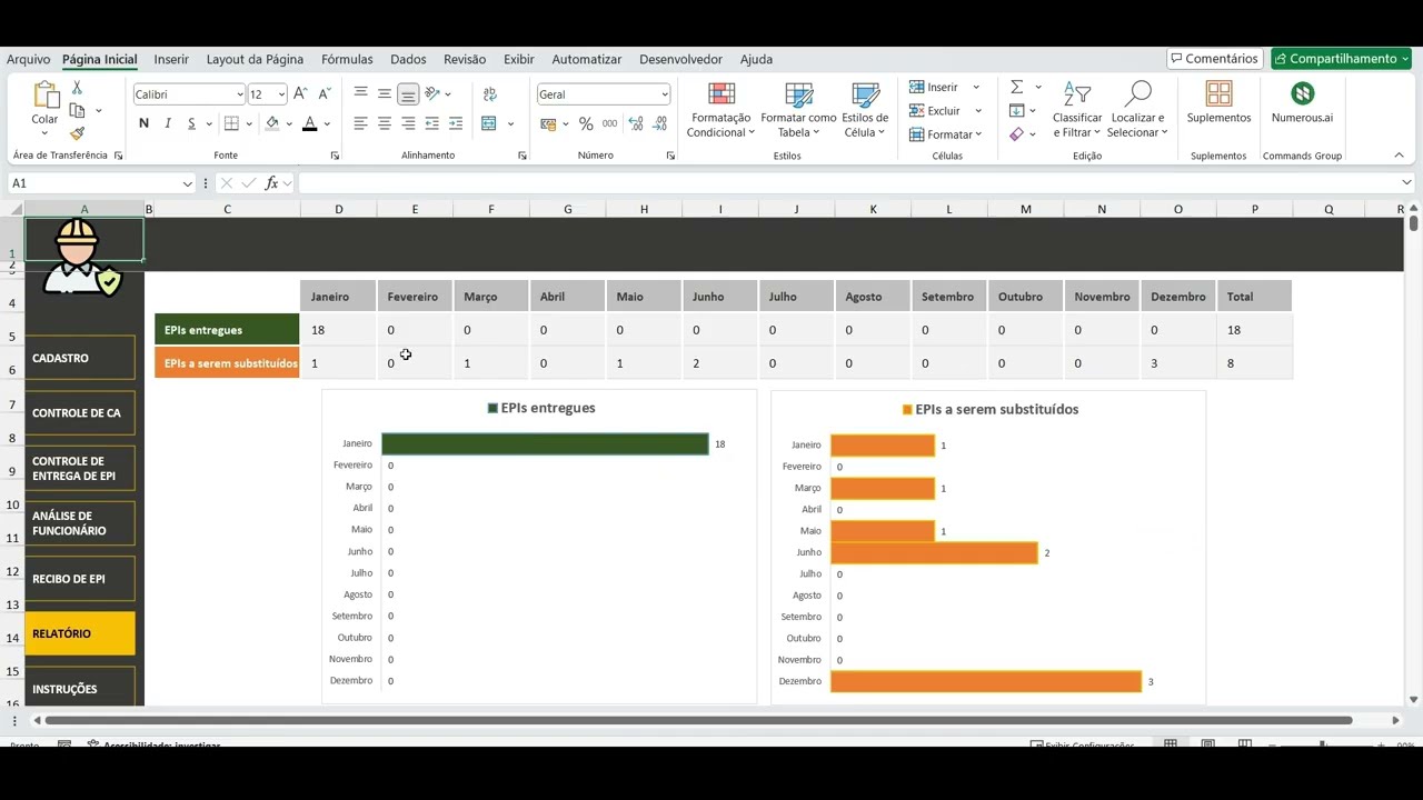 🧤 Planilha de Controle de EPIs em Excel | Gestão Completa de Equipamentos de Proteção Individual