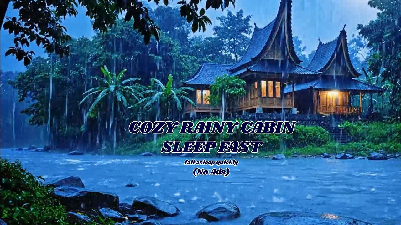 Rainy Night at Riverside Cabin • Heavy Rain Sounds for Deep Sleep (No Ads)