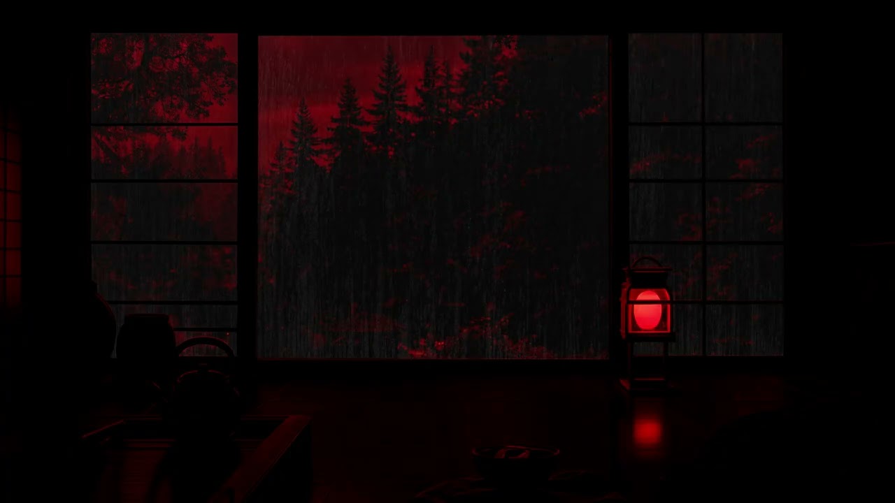 Lluvia Nocturna Roja con Ambiente Oscuro y Sonido Relajante para Dormir Profundamente