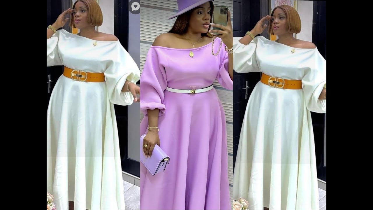 How To  Make   An Off The Shoulder Circle Dress With Puffy Sleeve Dress:Cutting And Stitching