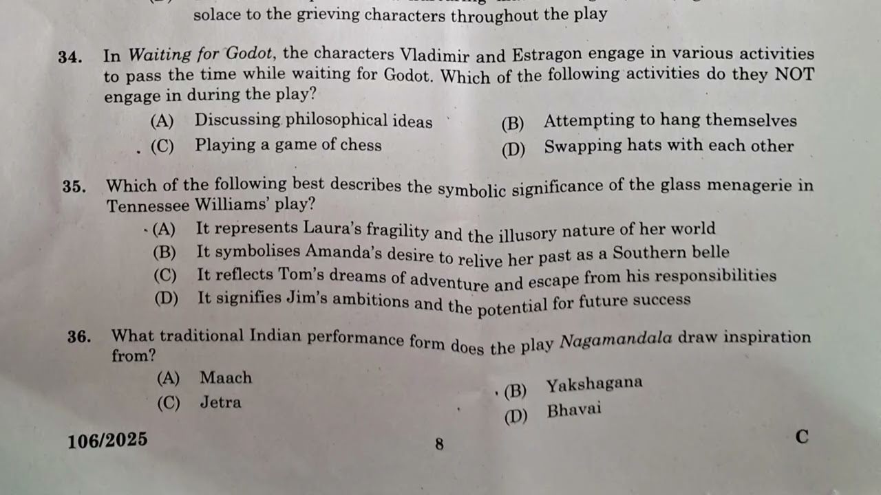 HSA ENGLISH EXAMINATION 2025 COMPLETE QUESTION PAPER