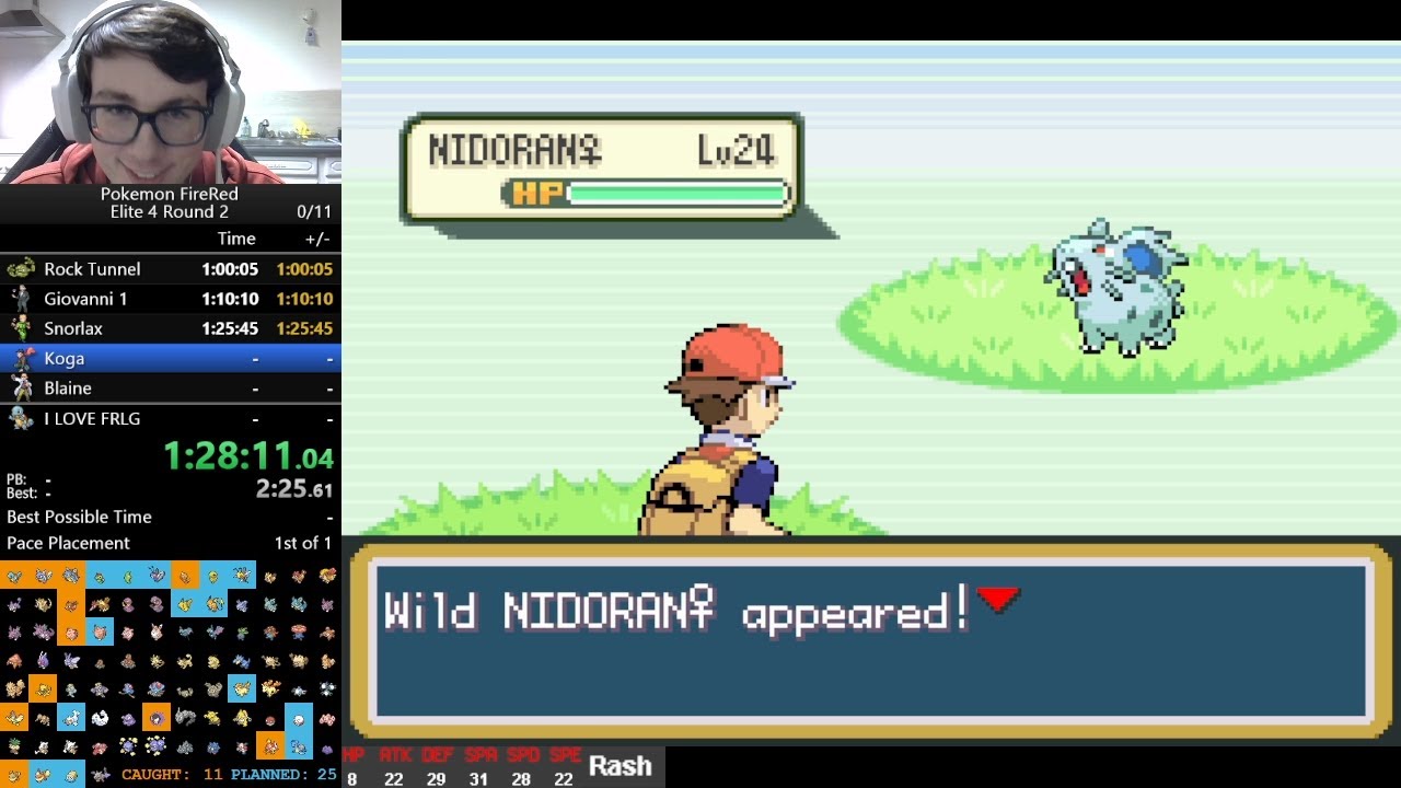 Pokemon FireRed Elite 4 Round 2 Speedrun in 3:55:31
