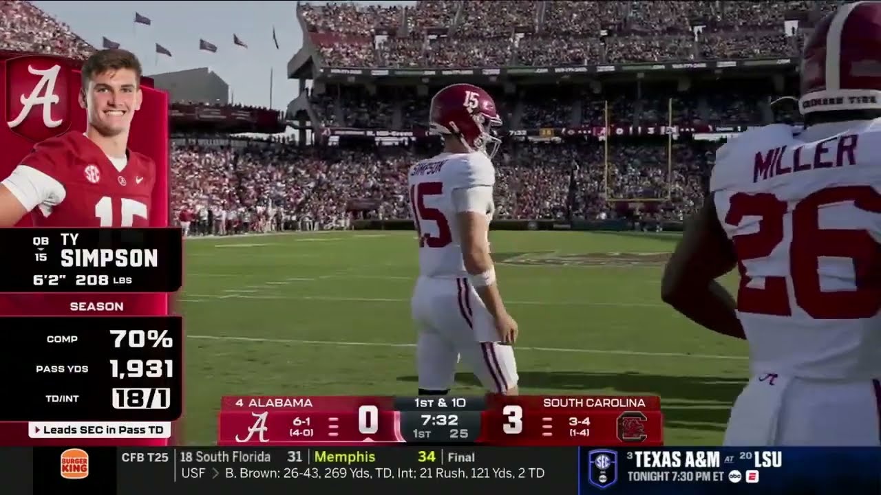 2025 Alabama vs South Carolina｜10-25-2025 | College Football FULL GAME replay