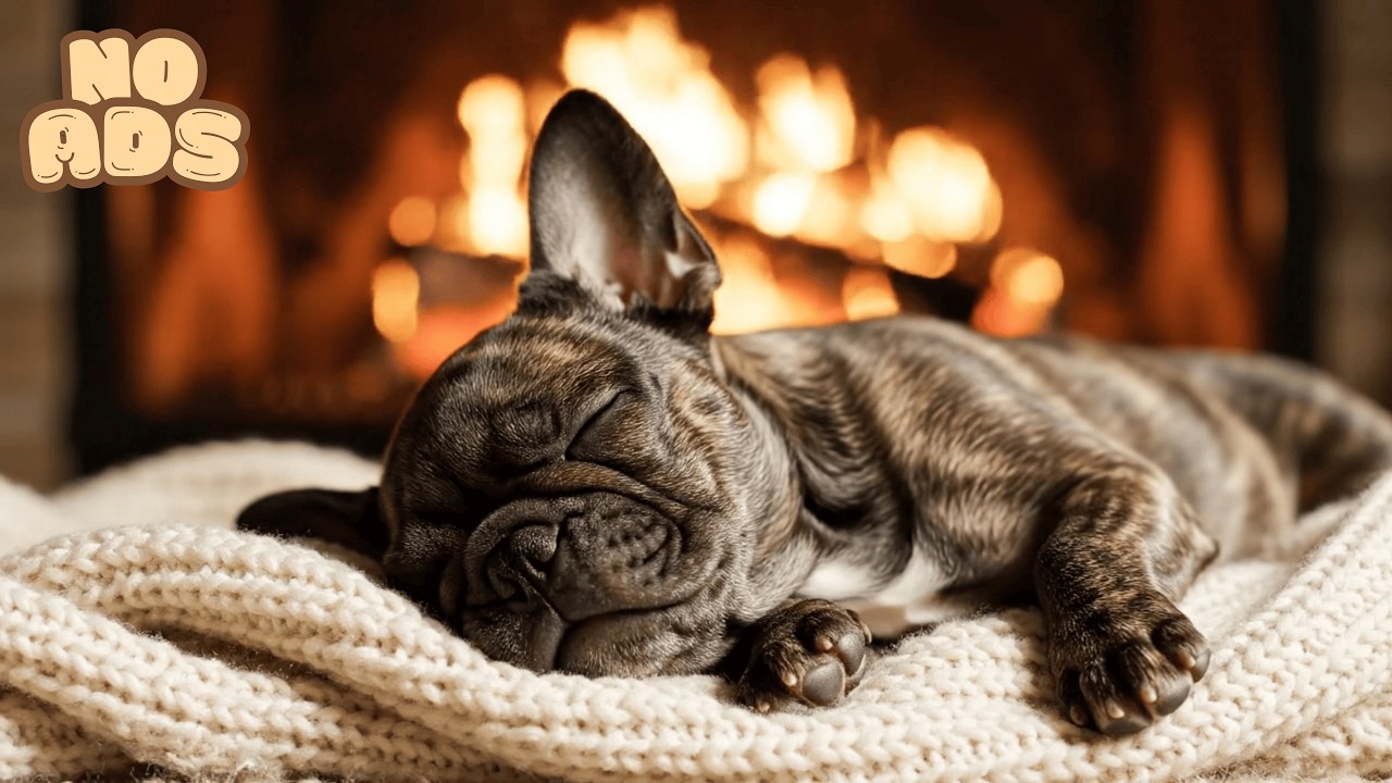 6 HOURS Calming Dog Music for Stress 🐶 French Bulldog Puppy Sleep & Cozy Fireplace | Animal Calm ✨