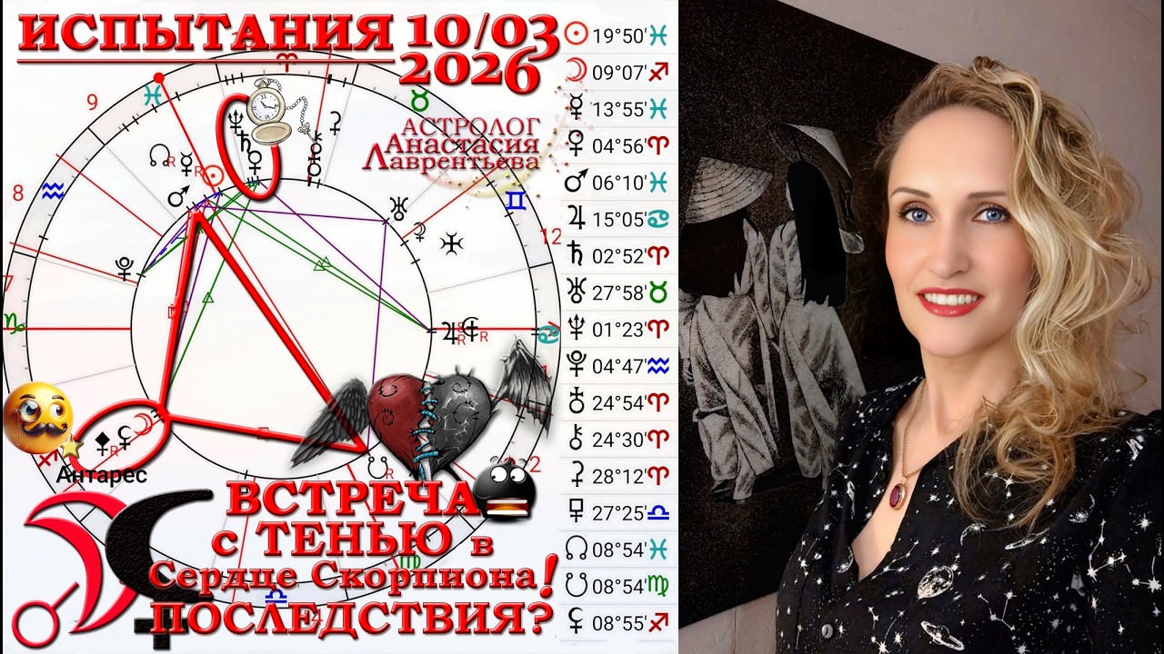 ⚠️Соединение Луна-Лилит на Антаресе 10.03.2026: Кармические разрушения того, что создавалось годами?