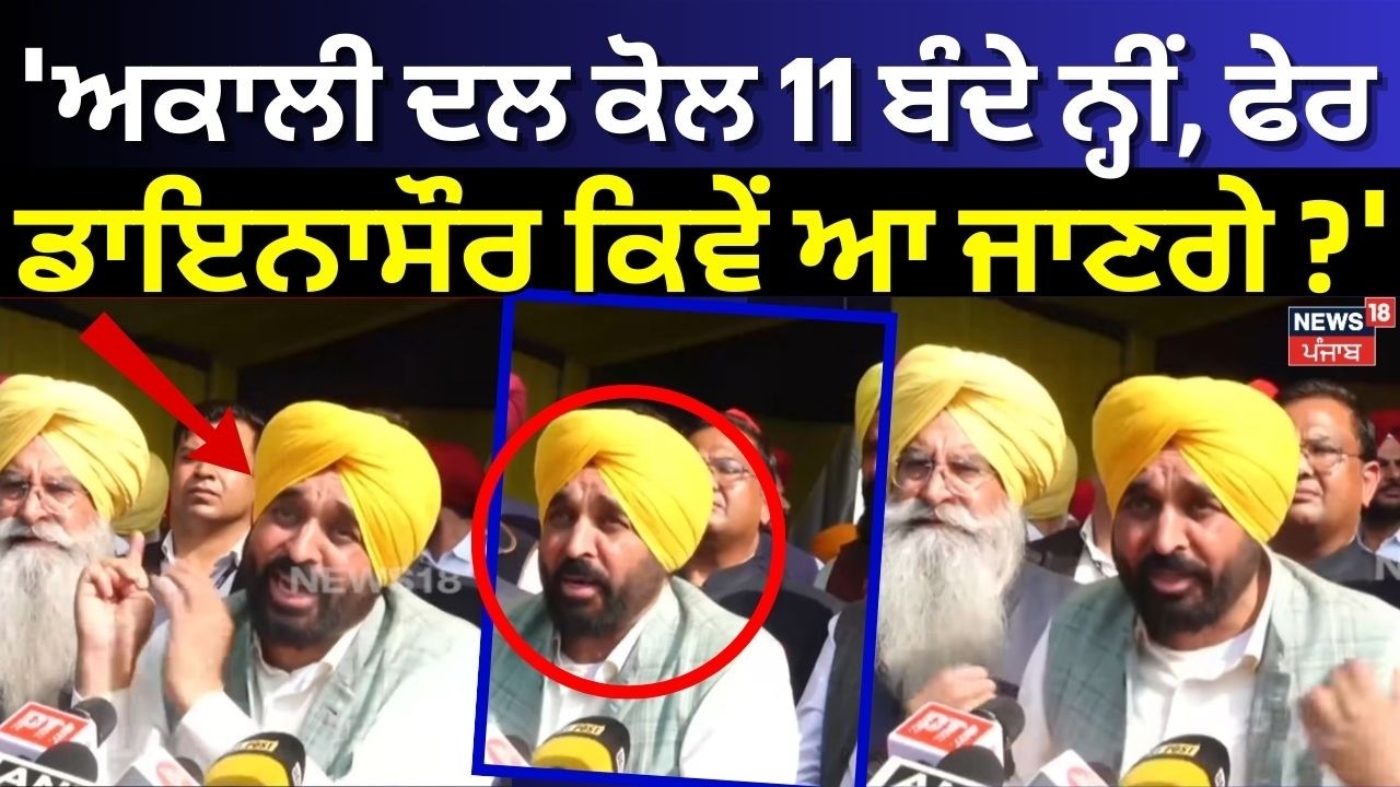 LIVE | CM Mann : 'ਅਕਾਲੀ ਦਲ ਕੋਲ 11 ਬੰਦੇ ਨ੍ਹੀਂ, ਫੇਰ ਡਾਇਨਾਸੌਰ ਕਿਵੇਂ ਆ ਜਾਣਗੇ ?' | Sukhbir Badal