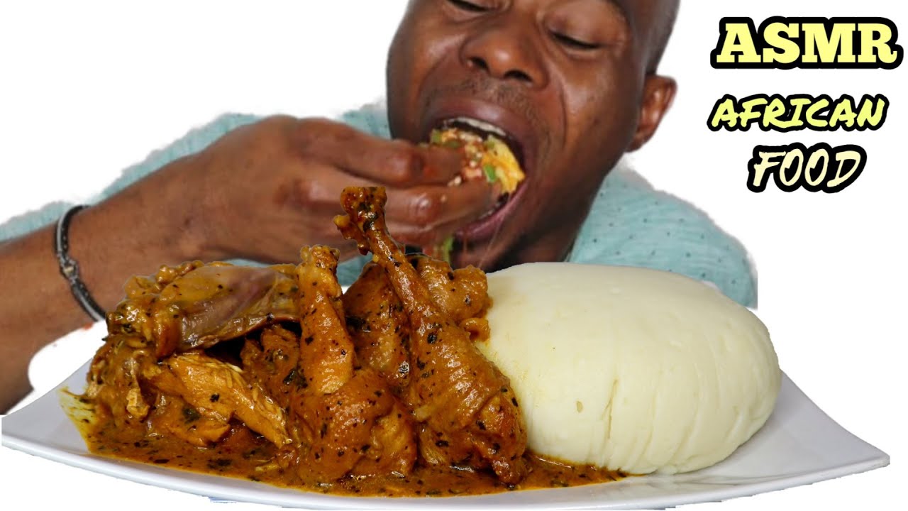 Chicken With Ogbono Soup And Fufu Eating Challenge | Eating Show | Asmr African Food Mukbang