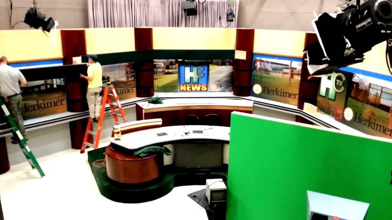 Herkimer College New TV studio set build