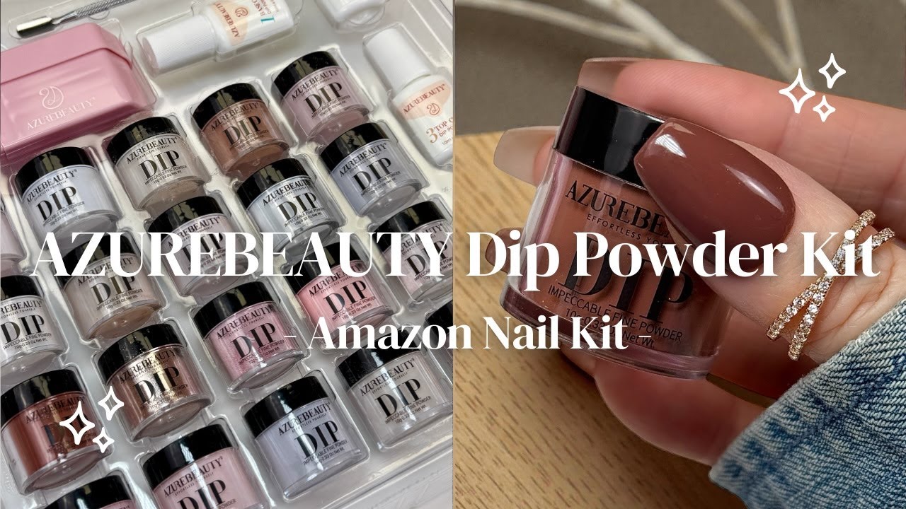 Amazon Dip Powder Kit | Trying AZUREBEAUTY Dip Powder Kit | How To Use Dip Powder On Press On Nails