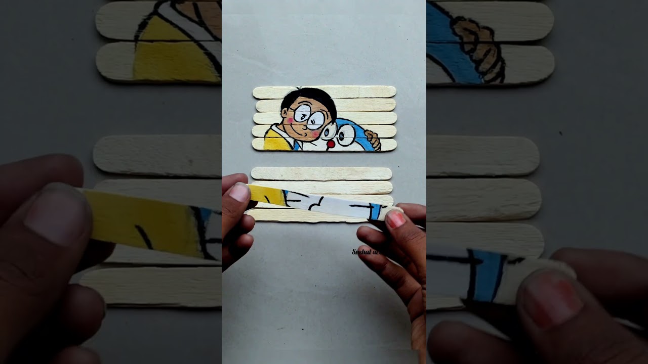 Nobita and doremon painting on stick #nobita #doremon #drawing #cartoon #nobitashizuka #art