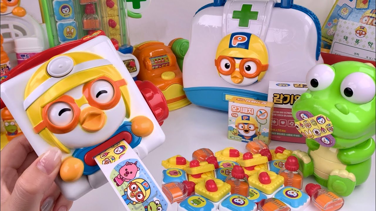 [🐰toy asmr🐰] Pororo Doctor Playset & Pororo Band Aids Sticker Medicine Box Satisfying with Unboxing