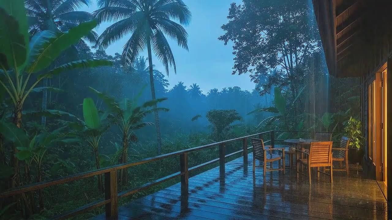 Rainfall And Thunder Through Cabin Windows For Instant Sleep 🌧️