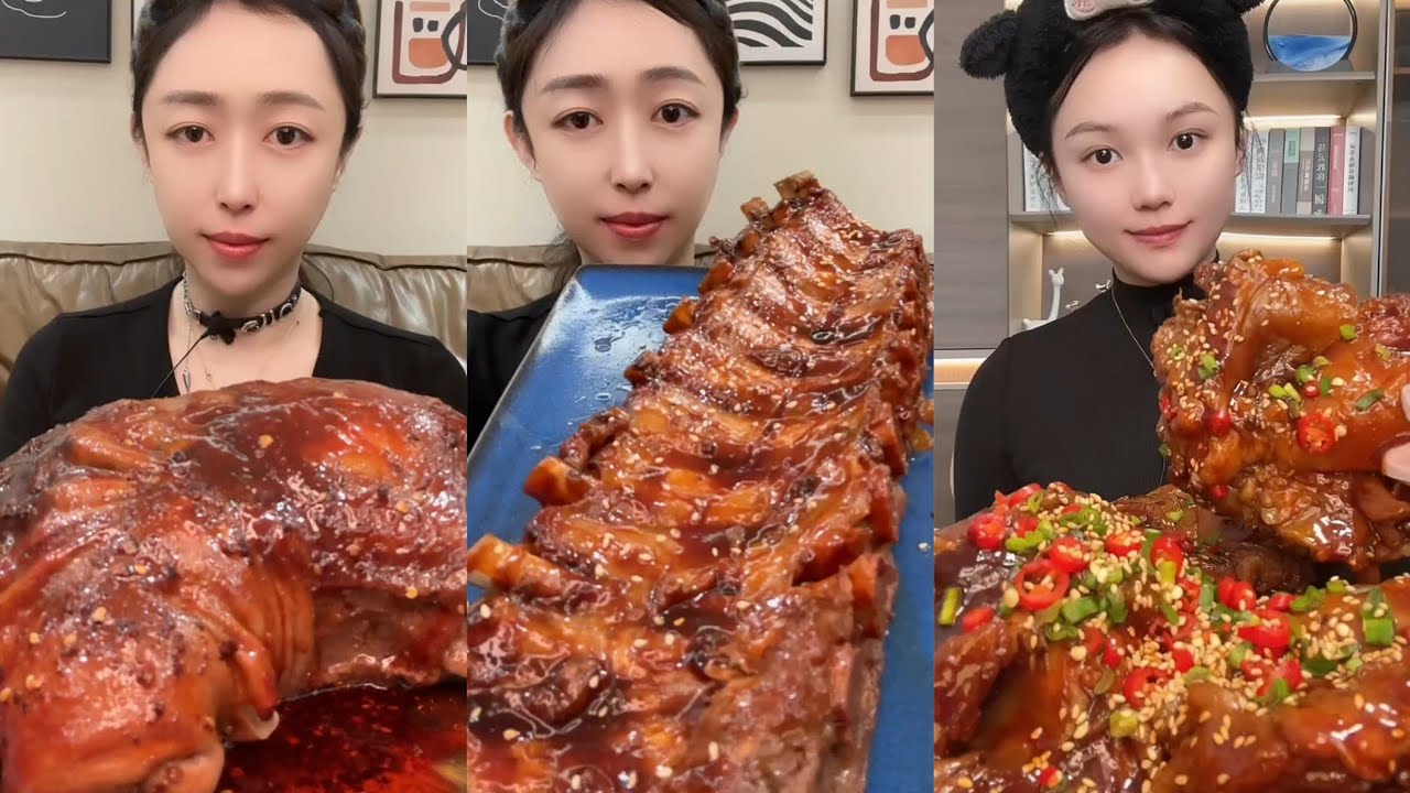 Mukbang #Spicy Noodles 🔥🍜 Pork 🤤 Meat 🍖🥓 Beef Chicken 🍗#food #beef #noodles