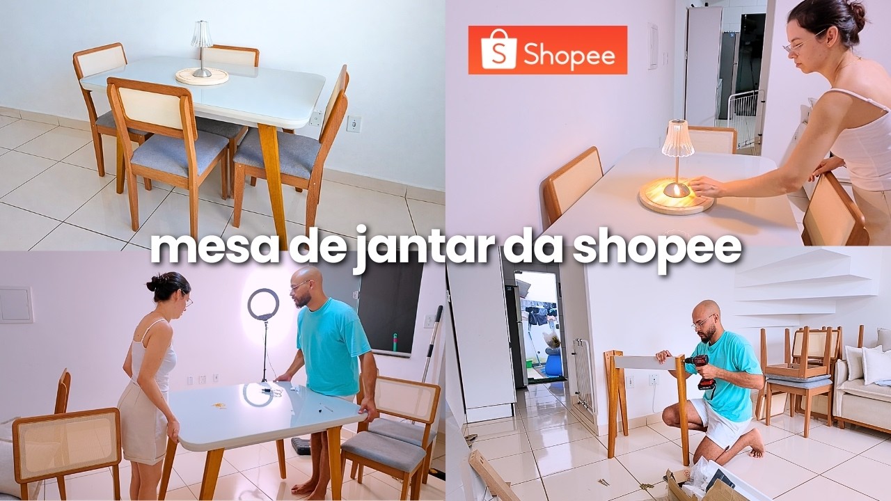 NOSSA MESA DE JANTAR DA SHOPEE CHEGOU 🥹💸 paguei muito barato!!!