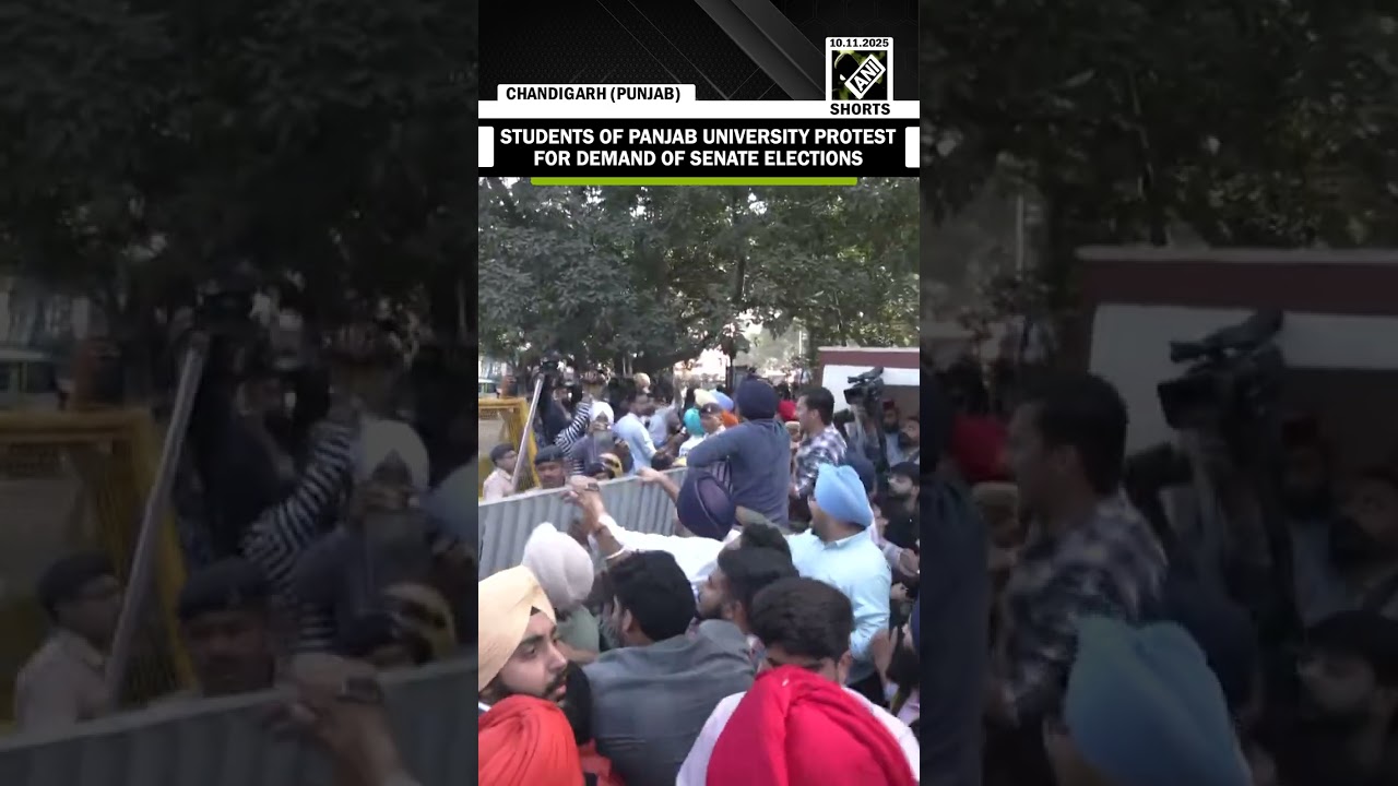 Students of Panjab University protest for the demand of senate elections in Chandigarh
