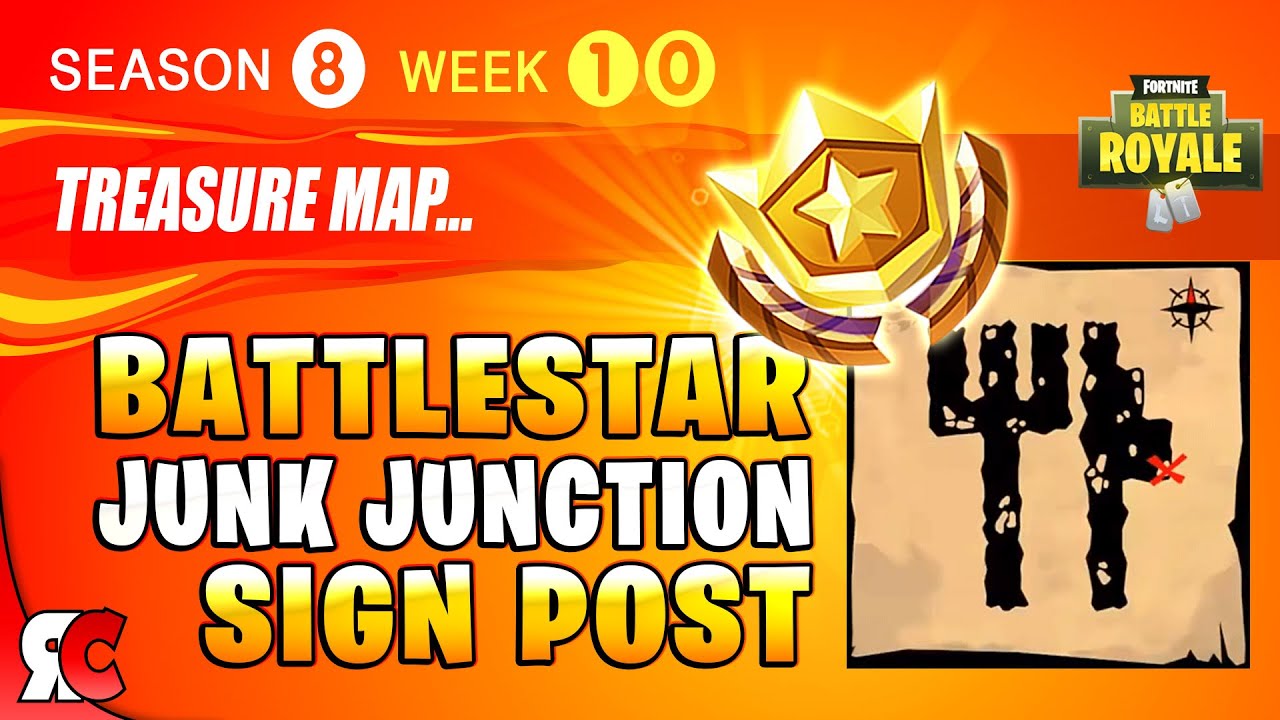 Fortnite WEEK 10 Junk Junction Signpost Treasure Map Location (Season 8 Challenges)