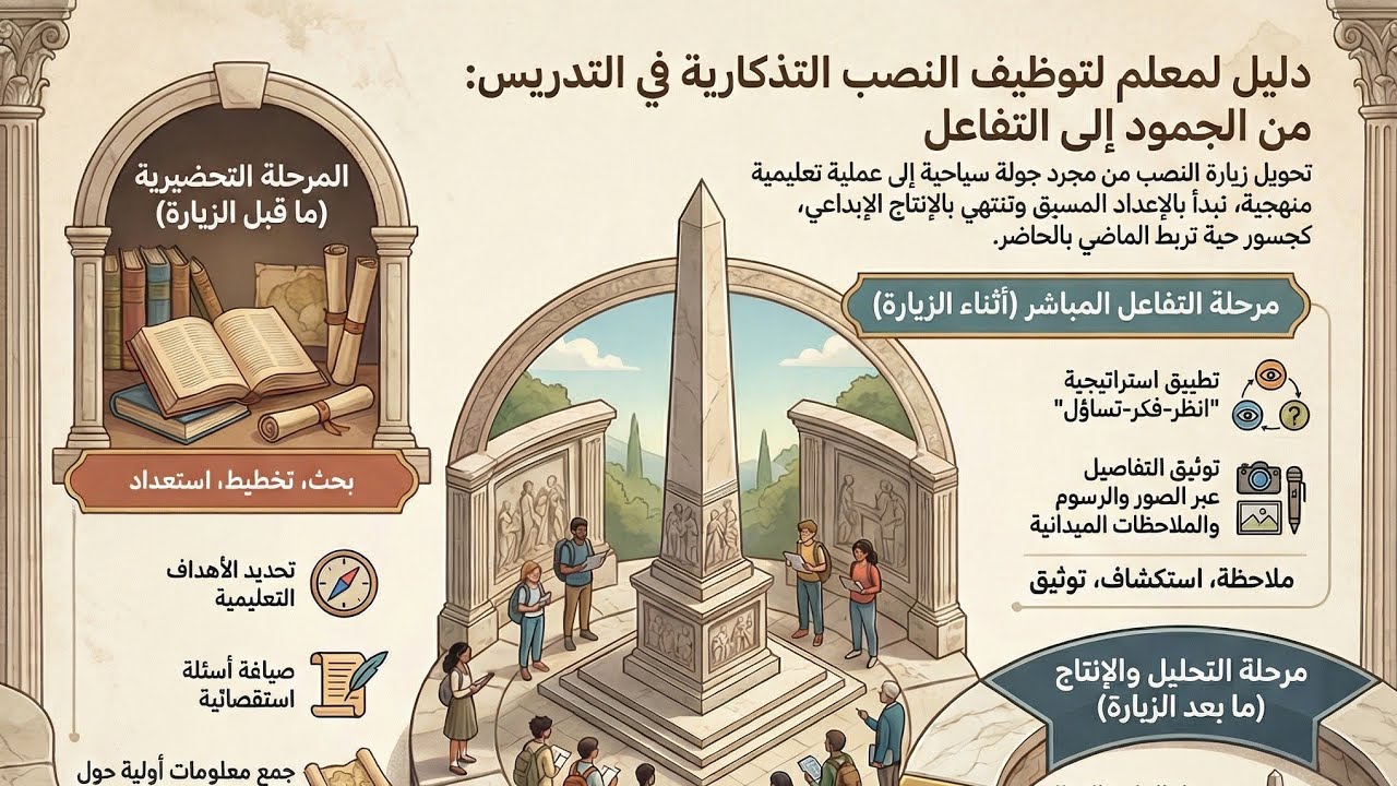 خطوات استخدام النصب التذكارية في تدريس التاريخ والدراسات الاجتماعية والجغرافيا