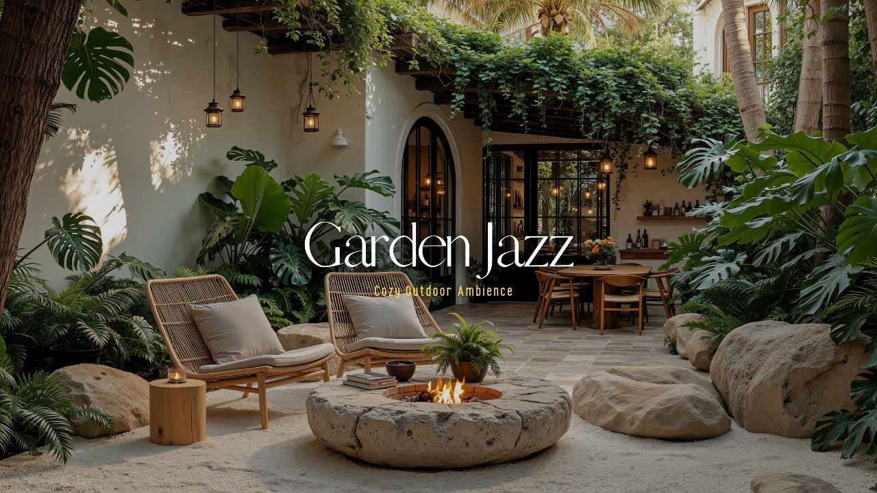 Relaxing Jazz Music For Happy Mood | Cozy Jazz Music For Productivity | Outdoor Garden & Relaxati...