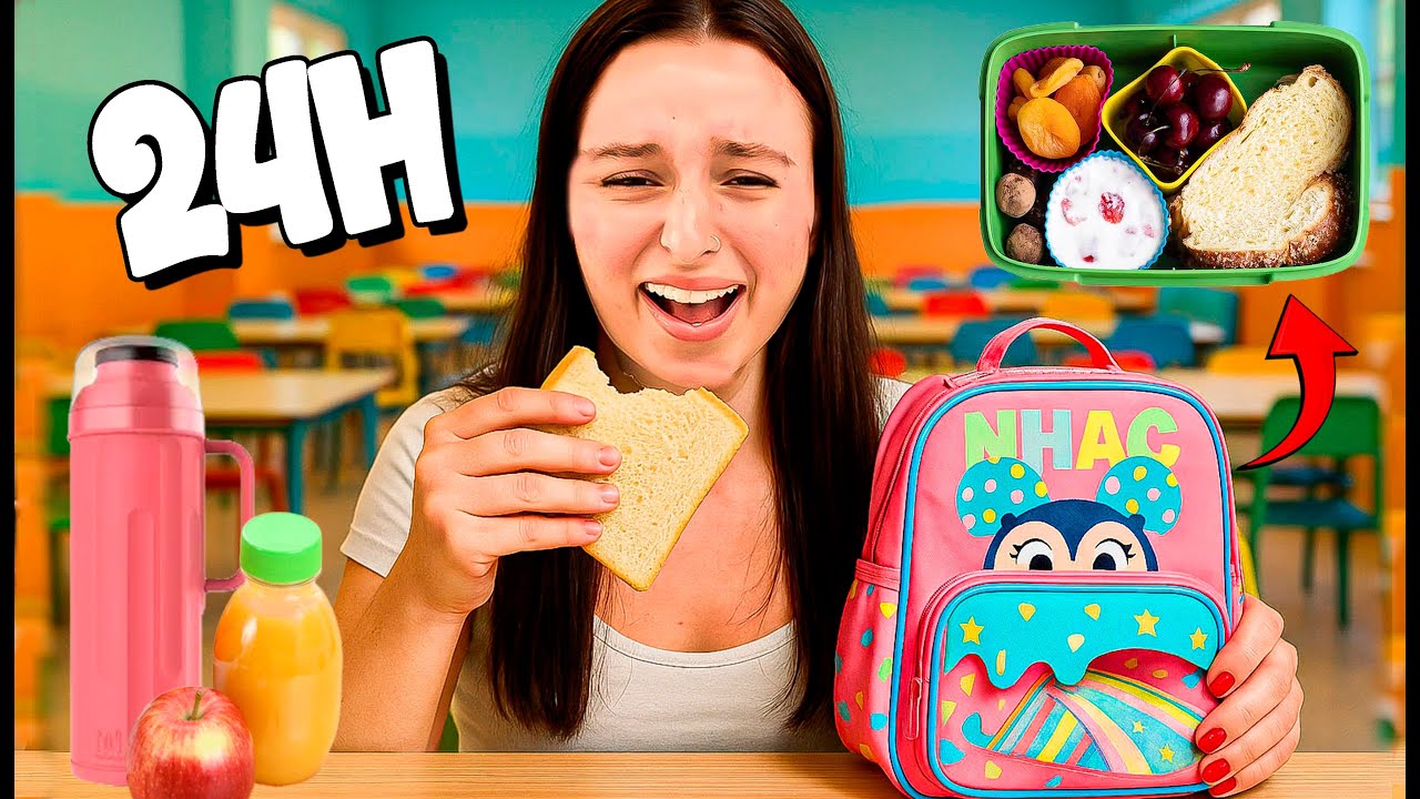 UM DIA INTEIRO COMENDO COMIDA DE LANCHEIRA!