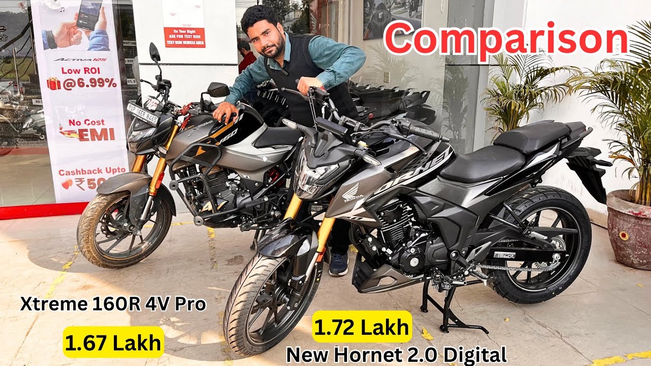 Honda Hornet 2.0 2025 New Model (1.72Lakh ) Vs Xtreme160R 4v Pro Top Model (1.67Lakh ) Comparison !