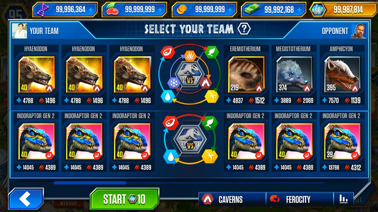HYAENODON Vs INDORAPTOR GEN 2 ONE BATTLE VIP | JURASSIC WORLD THE GAME