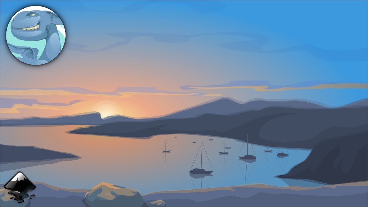 Seascape sunset. Speed art in Inkscape.