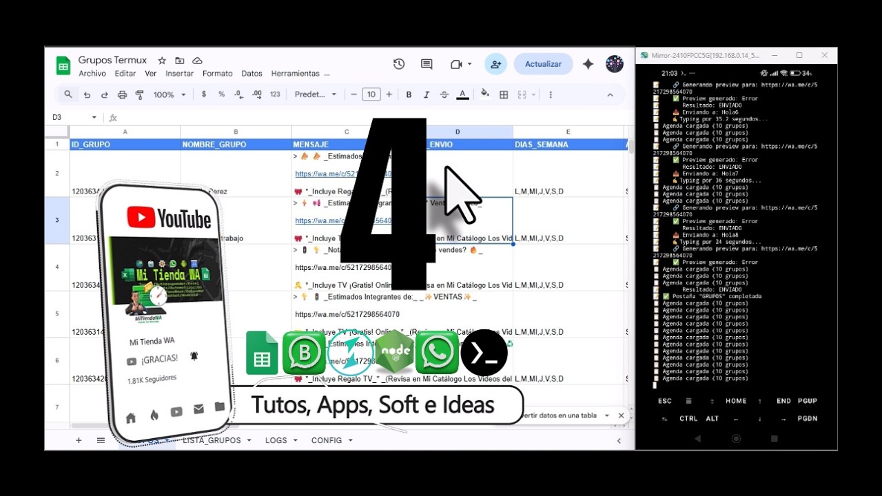 Programar Envíos a Grupos 2do Plano Whatsapp 4 - Android - Termux - Baileys - NodeJs