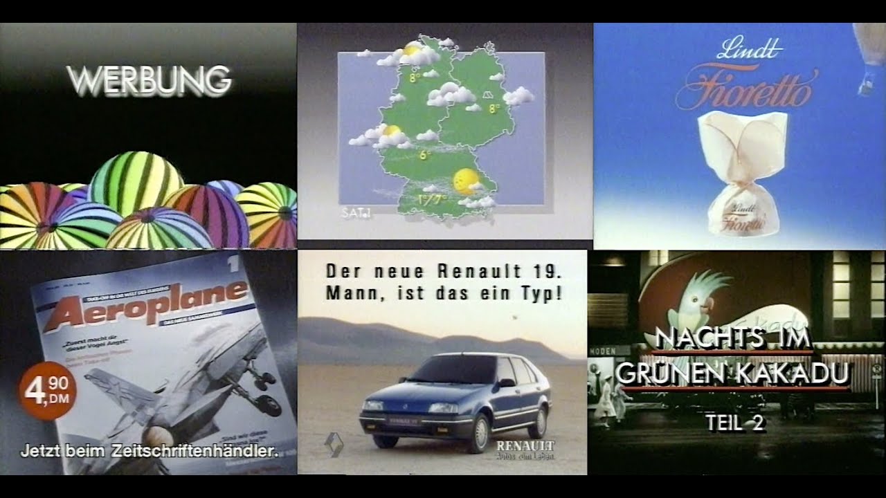 SAT.1 Werbung 05.02.1989 (Nachts im grünen Kakadu - Werbeblock)