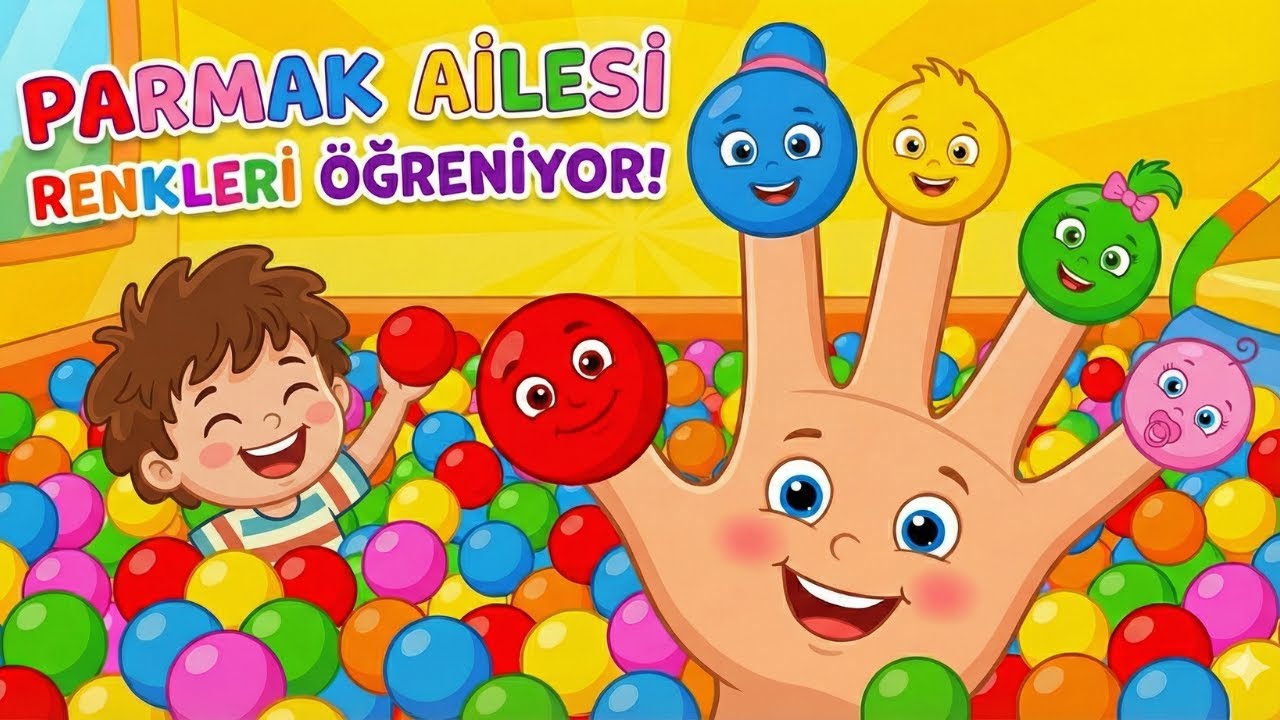 🖐️ Parmak Ailesi Renkleri Öğreniyor! 🔴🔵 Renkli Toplar Şarkısı 🎶