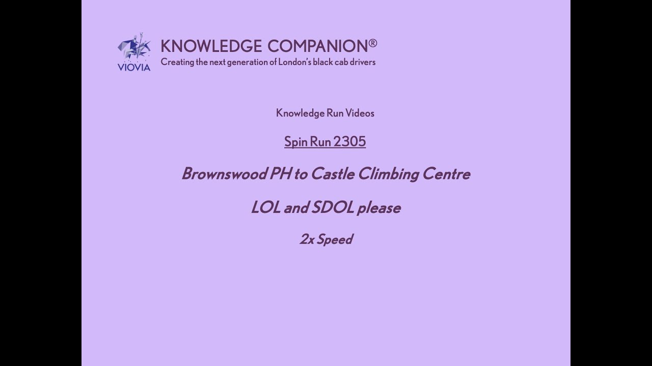 The Brownswood Pub to the Castle Climbing Centre, SDOL. An examiner's favourite for the  the SDOL.