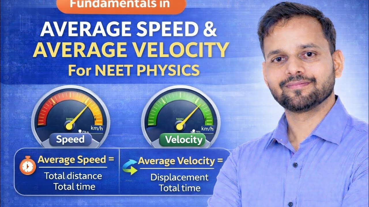 Average speed and average velocity of particles for neet physics | what is the velocity & speed