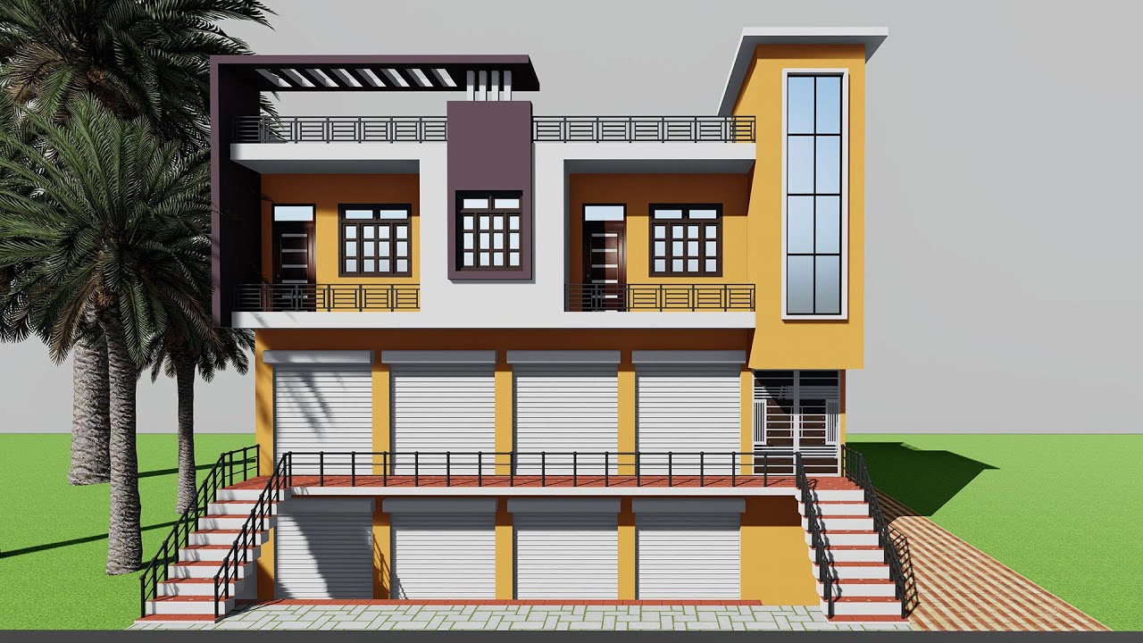 निचे दुकान ऊपर मकान का नक्शा 3D 40 by 20 basement house plan 40x20 dukan ka naksha