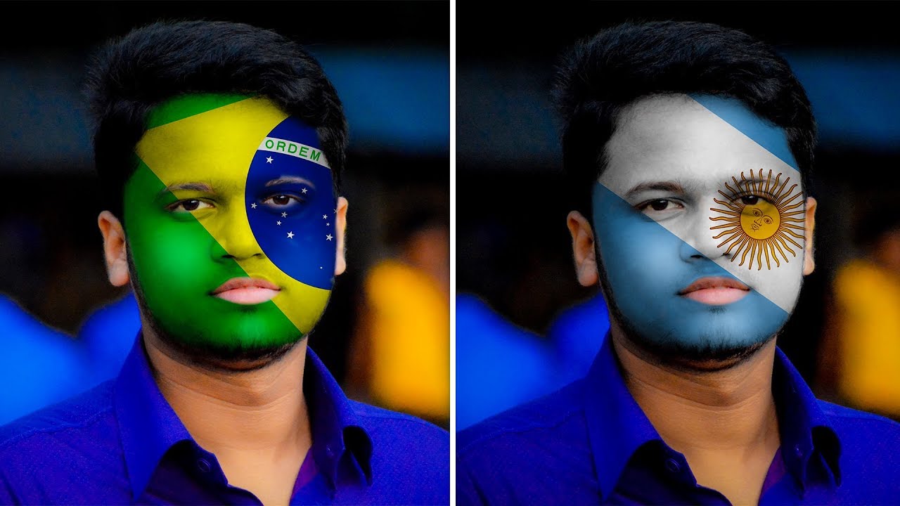 Photoshop Tutorial: How to Face Paint National Flag onto a Face.
