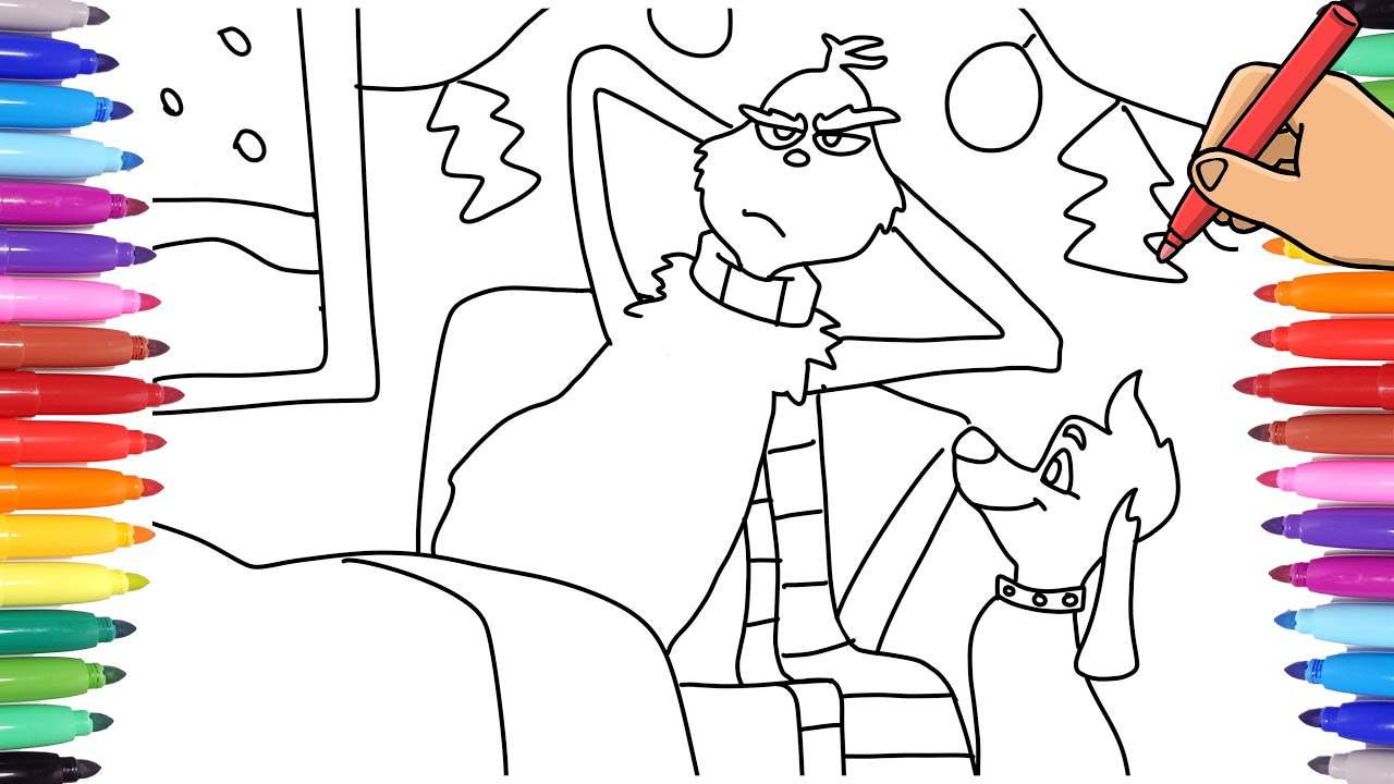 THE GRINCH COLORING PAGES FOR KIDS - COLORING THE GRINCH CARTOON FOR CHRISTMAS