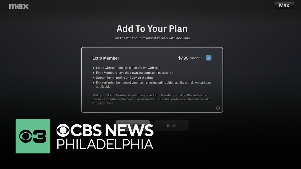 Streaming service &ldquo;Max&rdquo; cracking down on password sharing; accounts can add an extra person