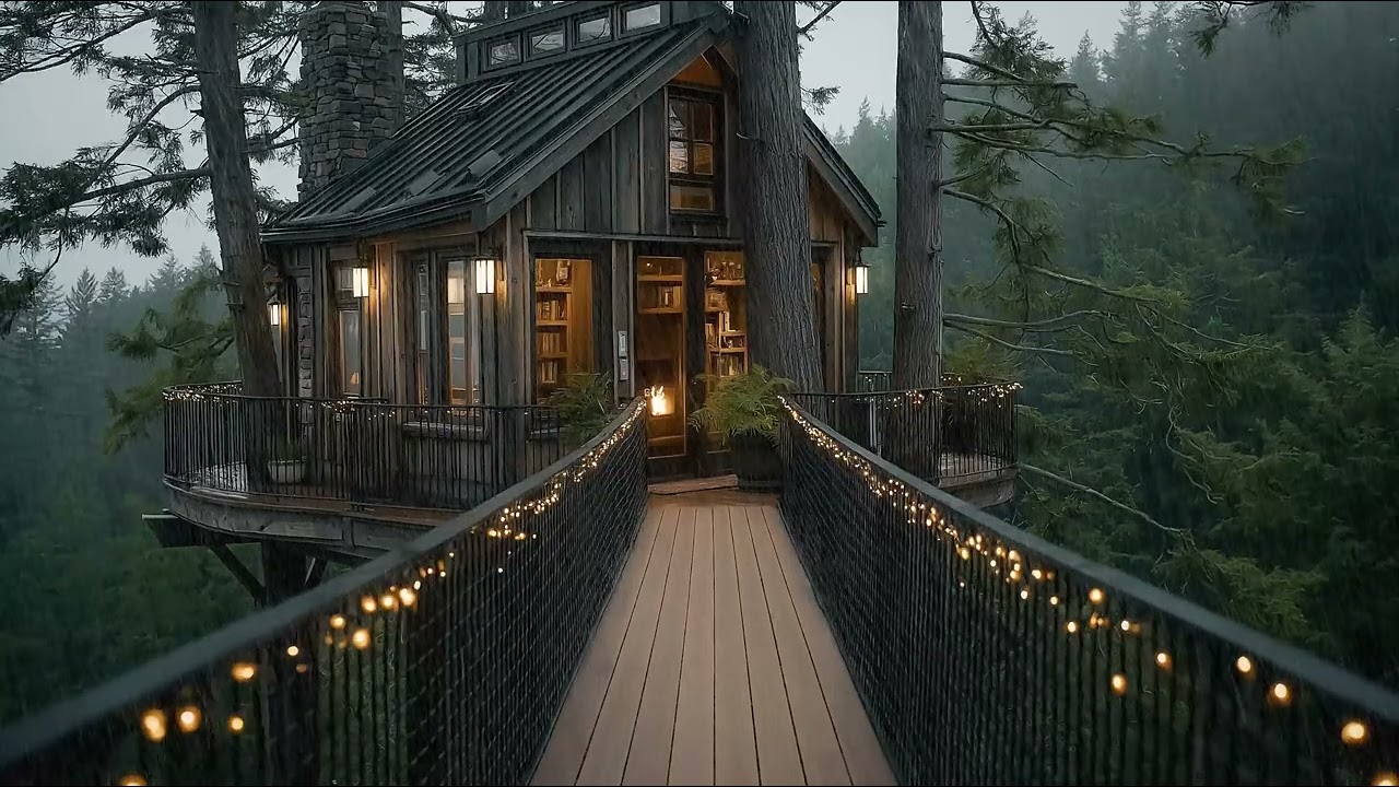 Relaxing Rain Sounds on Cozy Forest Cabin 🌲🌧️ Soothing Night Rainfall for Deep Sleep Aid