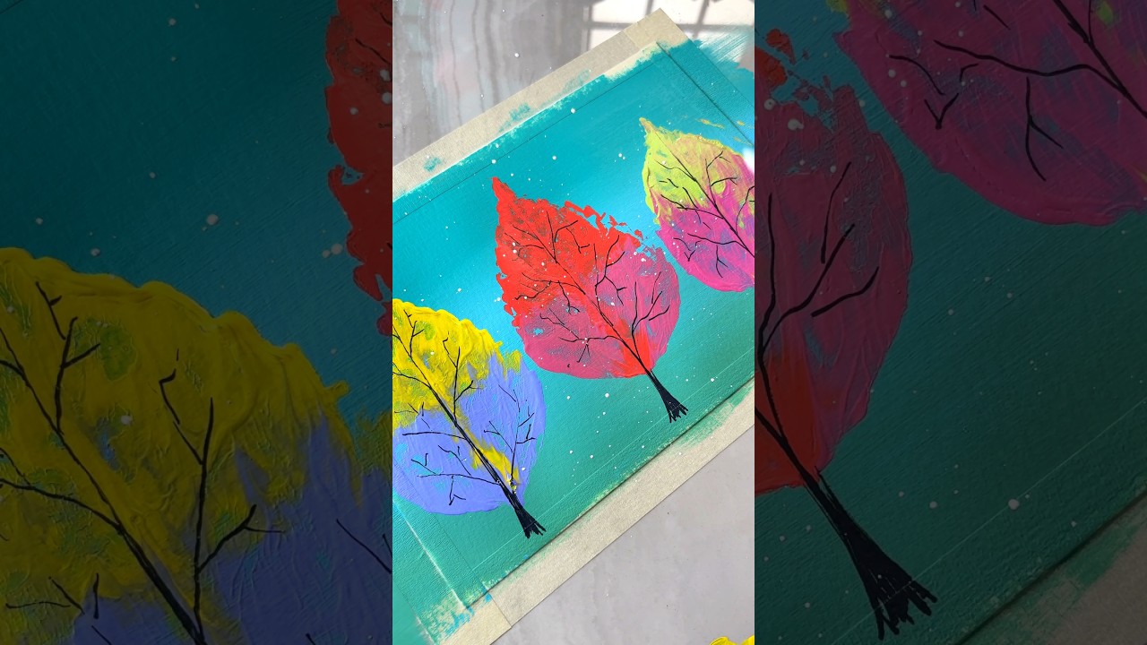 Brilliant Art Idea 😍 Painting With Leaf in Seconds🌿🦋 #Art #Nature #Creativity #Painting #Leaves