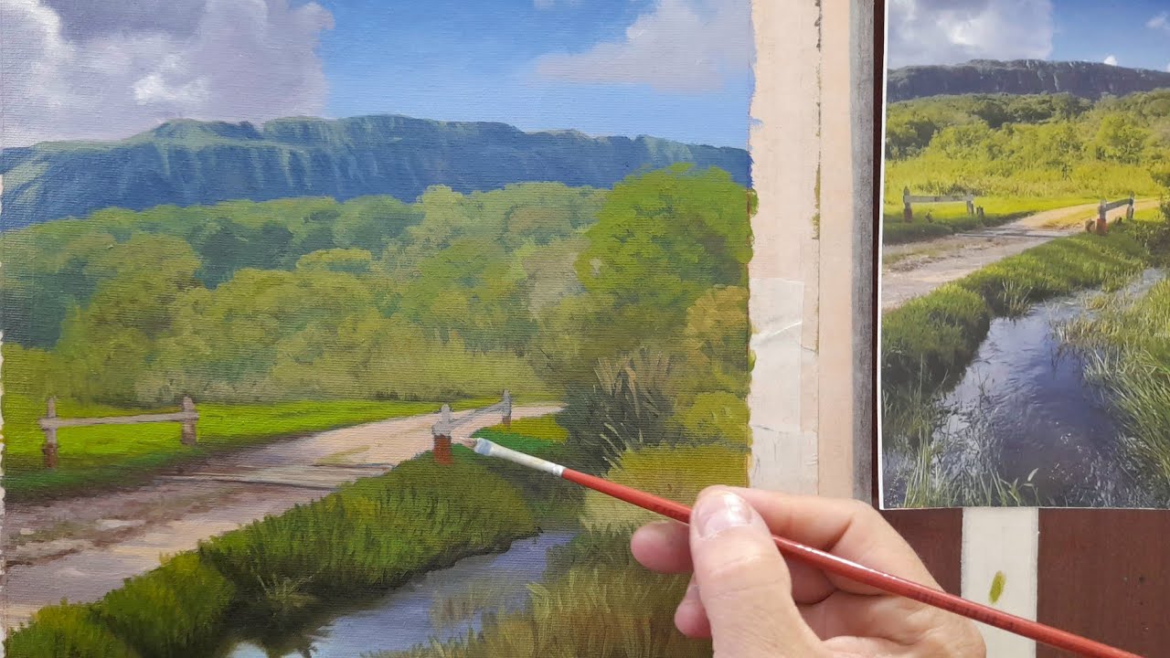 COMO PINTAR PAISAGEM - COMO PINTAR MONTANHAS DISTANTES - PASSO A PASSO - A 8