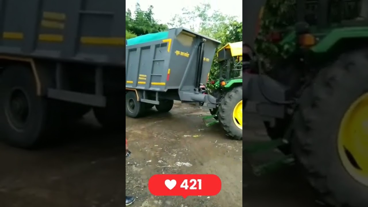 JohnDeere 5405 4Wd with big trolley dumper#johndeere
