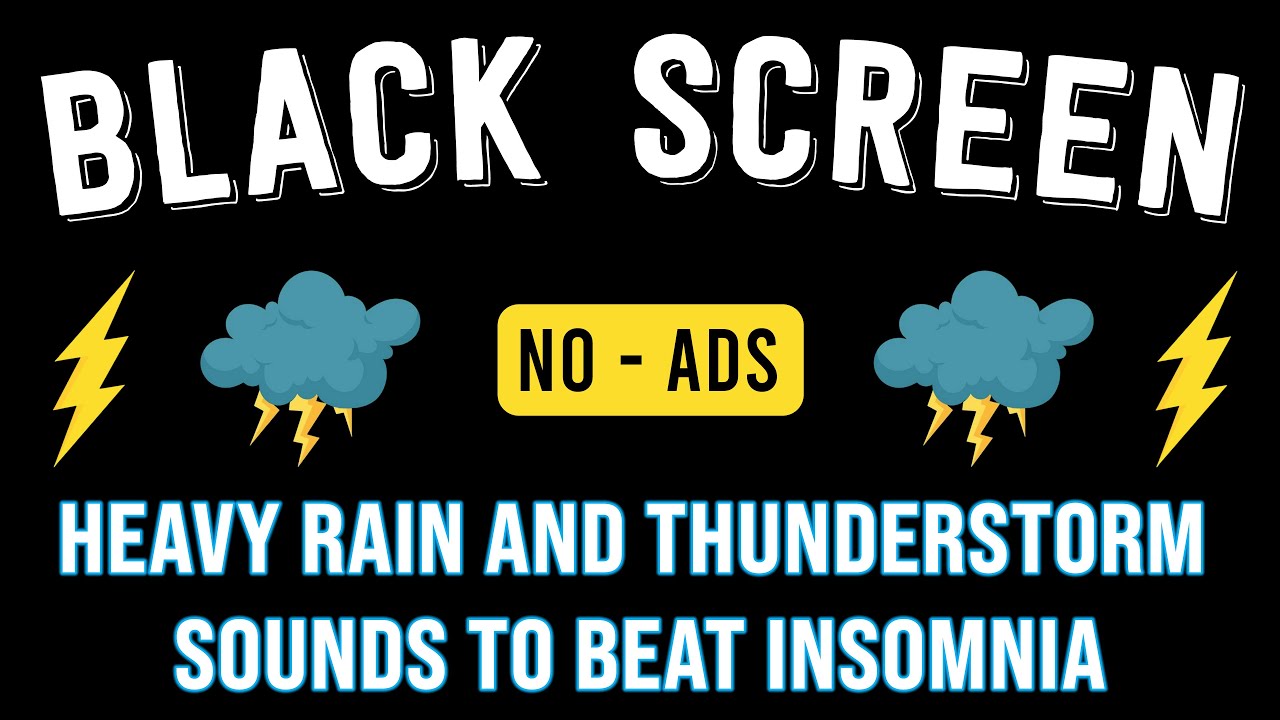 Gentle THUNDER Sounds⚡Relax, Unwind, Eliminate Stress & Sleep Under the HEAVY RAIN - BLACK SCREEN